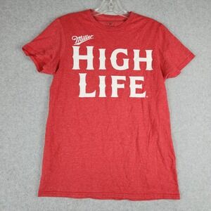 Miller High Life T-Shirt Womens S Red Cotton Short Sleeve Comfortable Crewneck